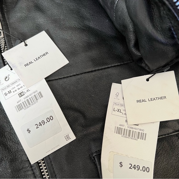 ZARA Mens Sheep Leather Black Biker Moto Jacket S/M & L/XL $249 - Picture 15 of 16